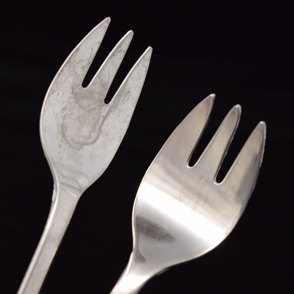 Set 2 Sheffield England Fork Silverplate & 1 Unmarked Spoon Stainless Child 5" - Picture 6 of 13